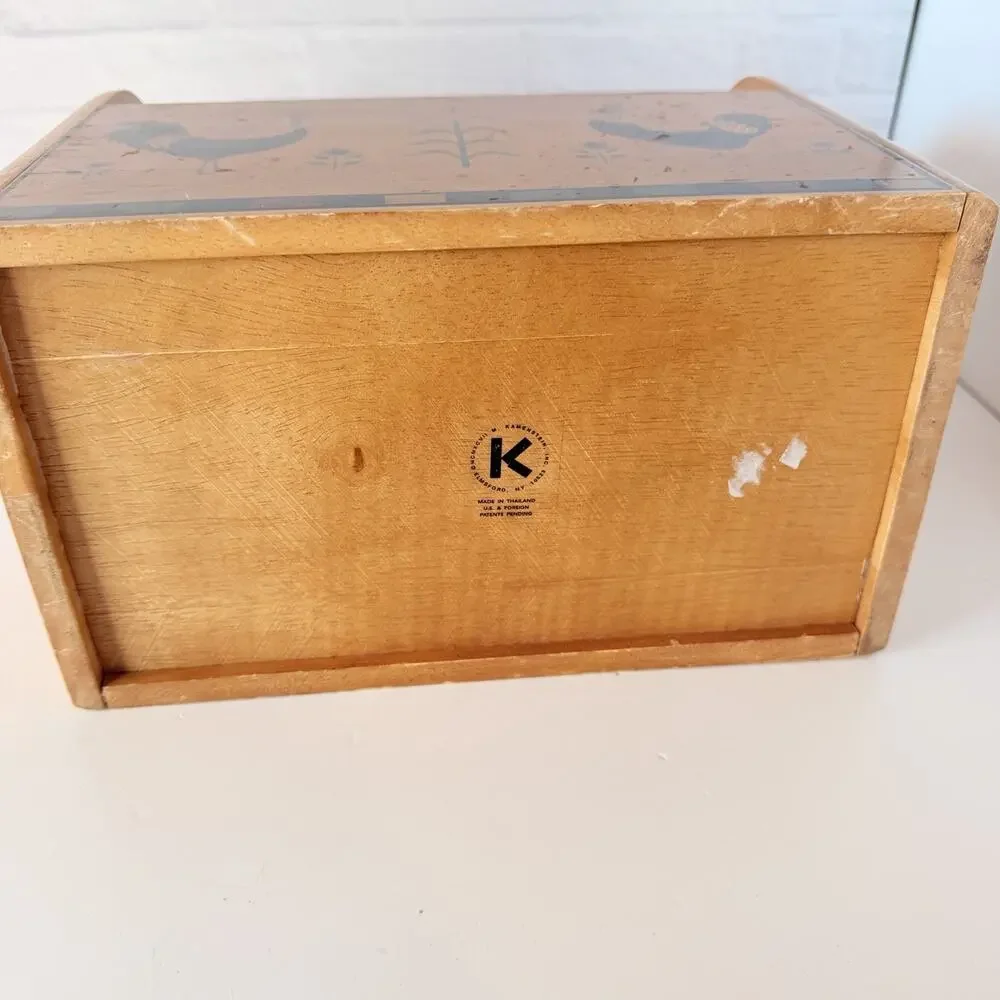 Vtg Kamenstein Wood Holder Silverware Utensil Caddy Chicken Rooster Cottage Core